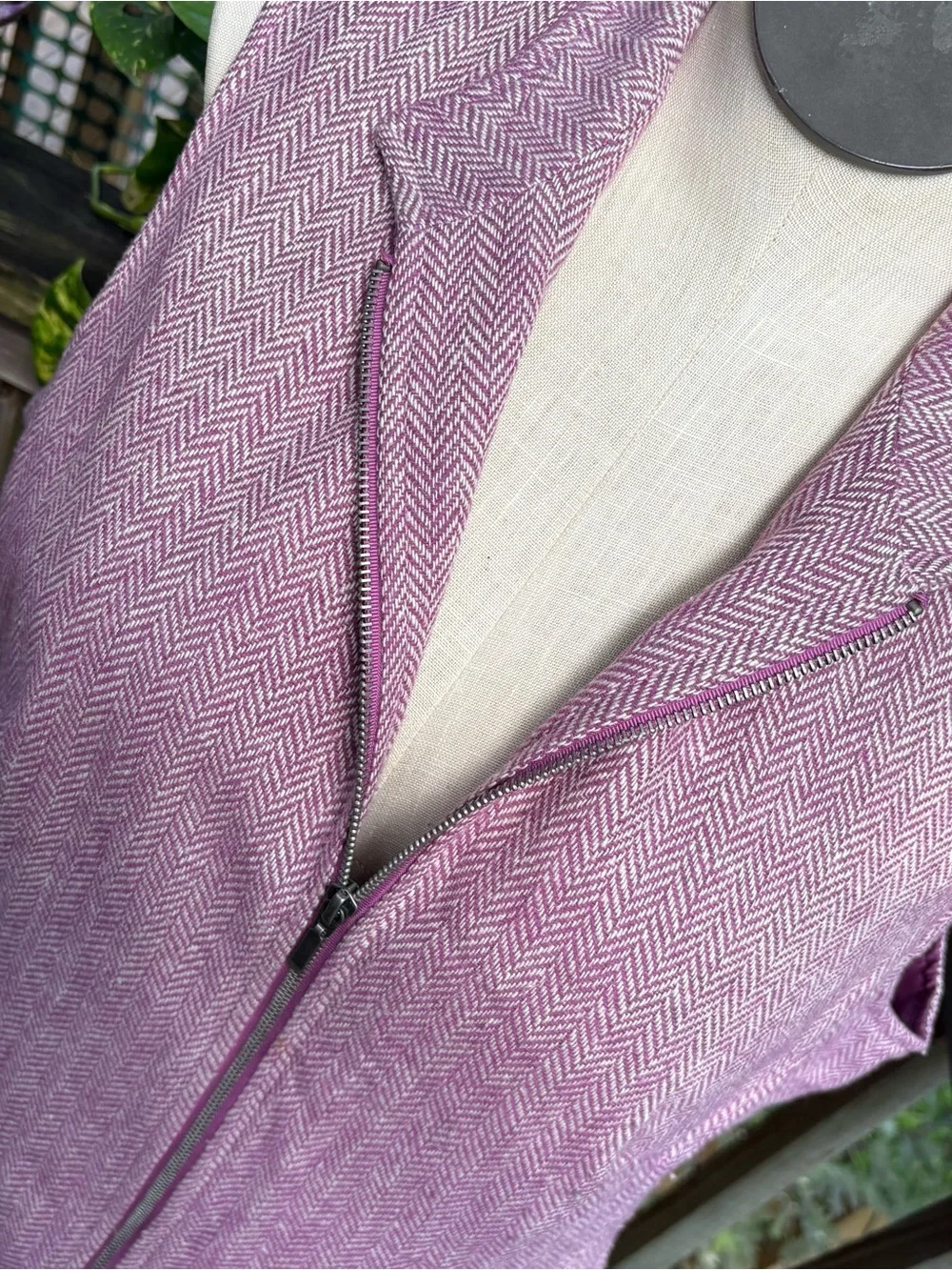 Coldwater Creek Purple White Zig Zag Wool Blend Zip Up Vest Women’s Plus Size 20
